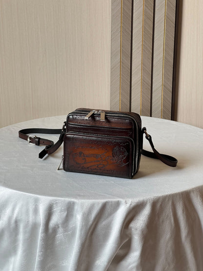 Berluti Messenger Bag - Brown Embossed