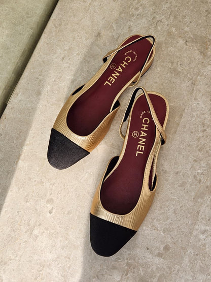 Chanel Low-Heel Slingback Heels - Black