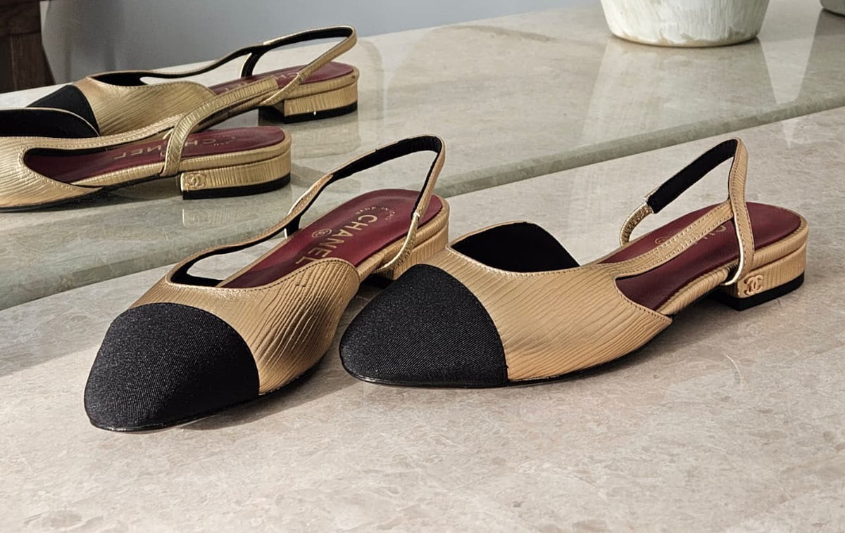 Chanel Low-Heel Slingback Heels - Black