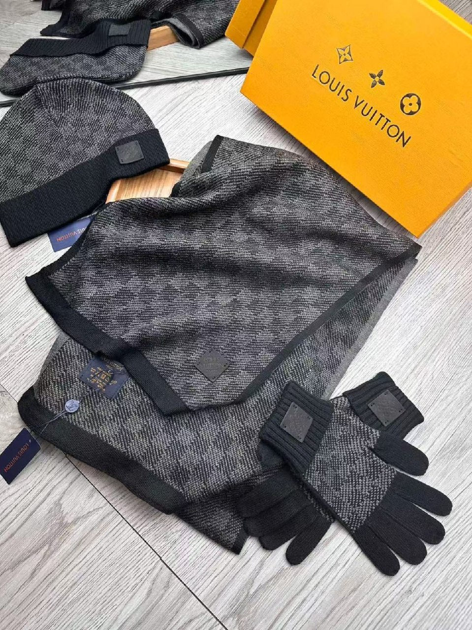 Louis Vuitton Scarf & Beanie - Dark Grey