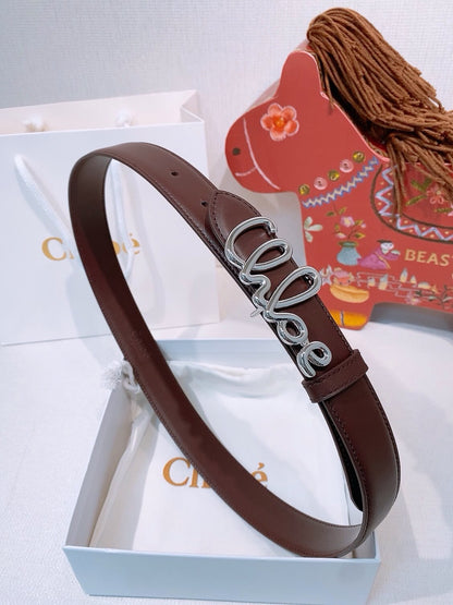 Chloé Compact Logo Belt - Brown