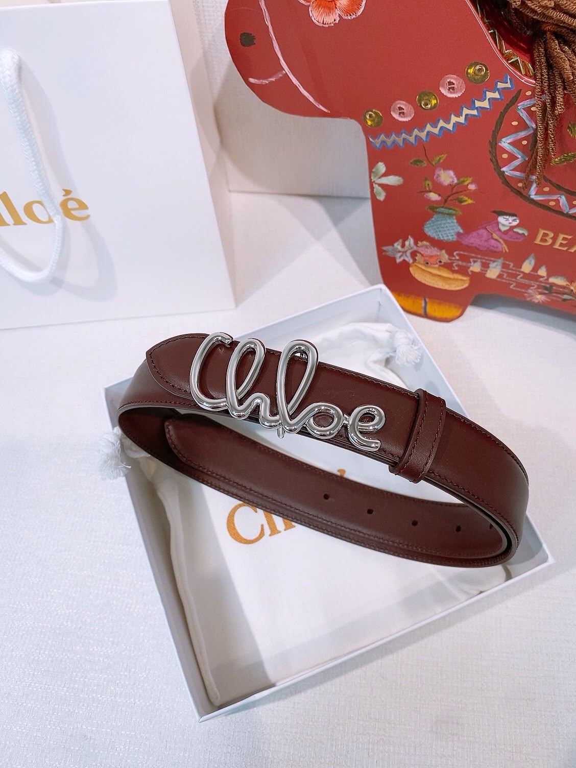 Chloé Compact Logo Belt - Brown