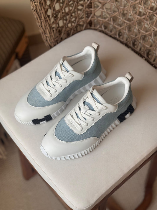 Hermes Panelled Sneakers - Blue & White