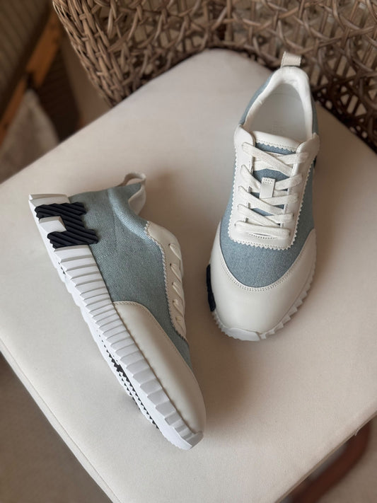 Hermes Panelled Sneakers - Blue & White