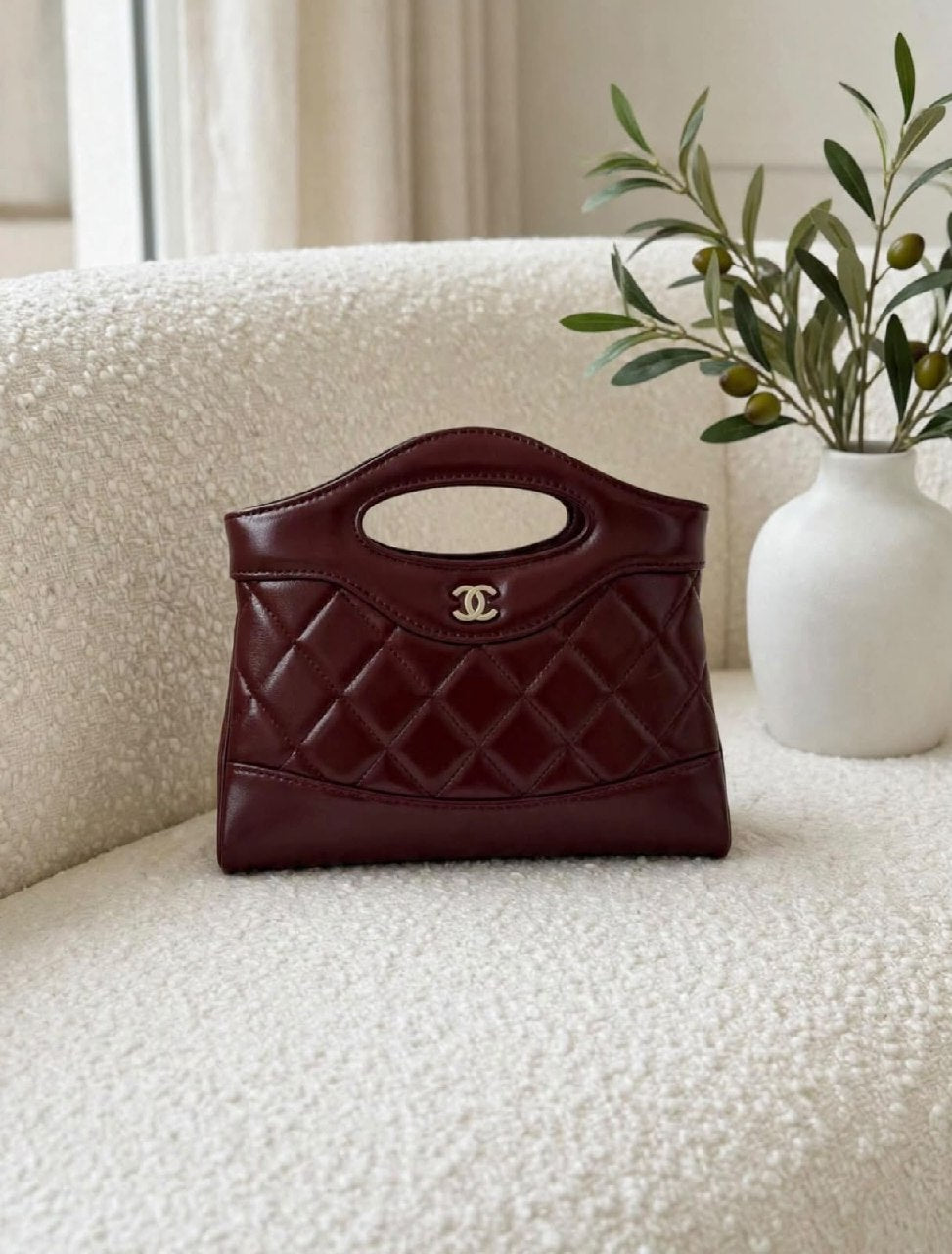 Chanel Handbag (Quilted Panel) - Burgundy