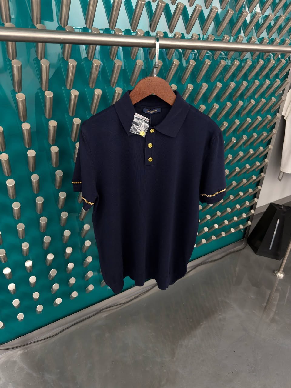 Louis Vuitton Polo Shirt (Braided Sleeve Trim) - Navy, Black, White