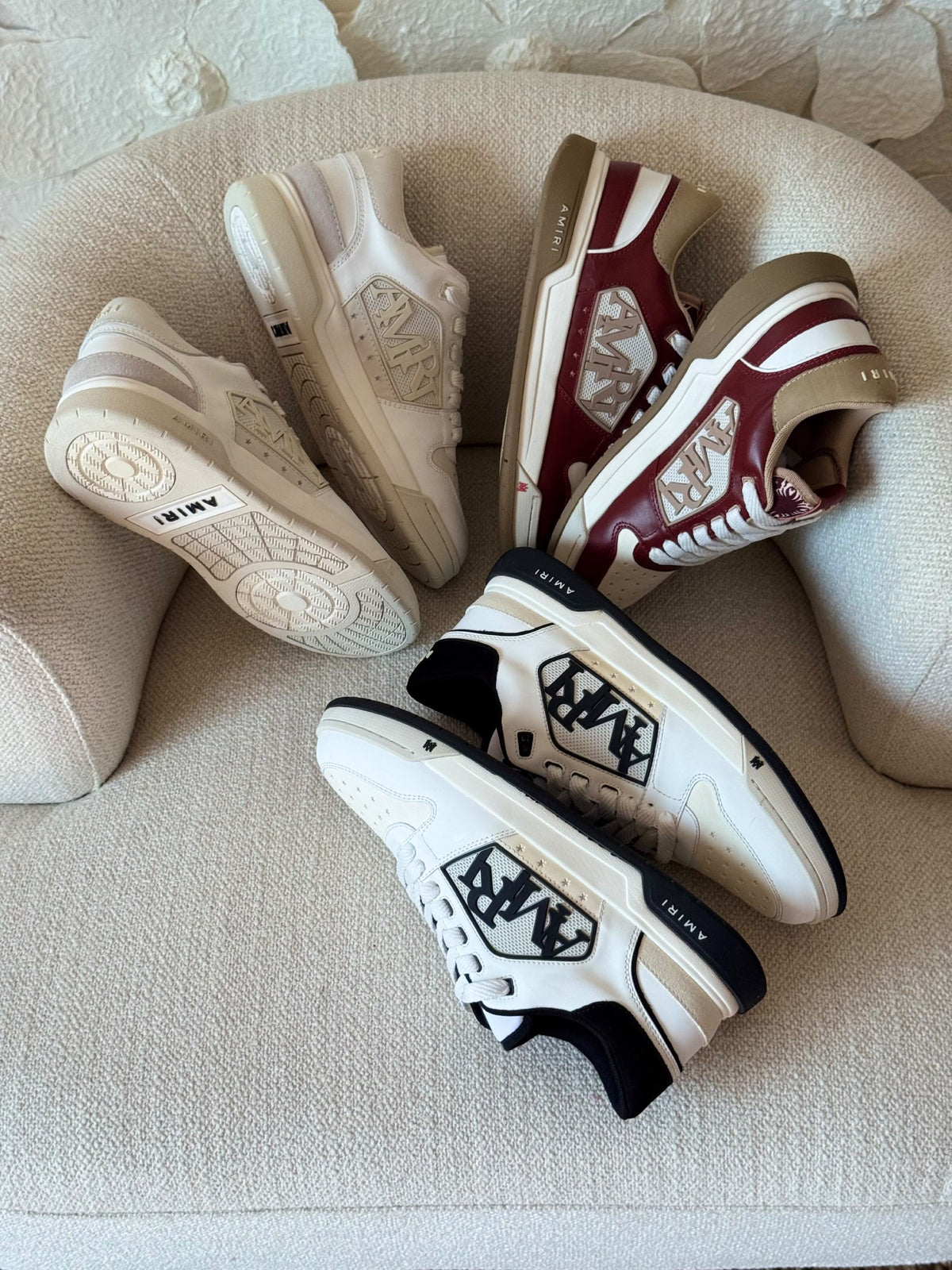 AMIRI Sneakers - White & Black, Beige, Burgundy & Beige, Burgundy, White, Black