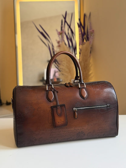 Berluti Barrel Handbag - Brown Embossed