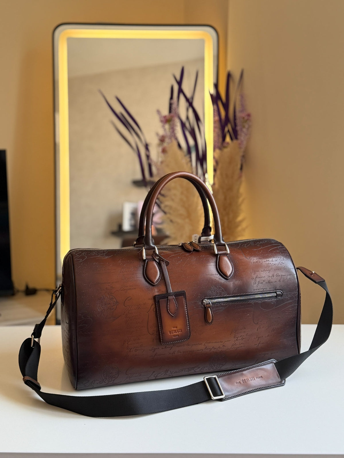Berluti Barrel Handbag - Brown Embossed