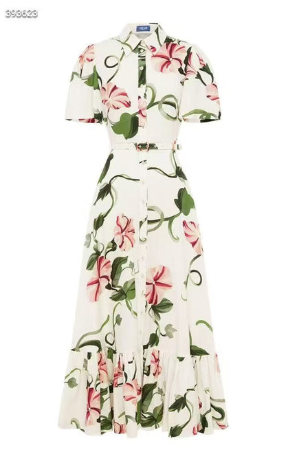 Dior Dress Floral Vine Print - White