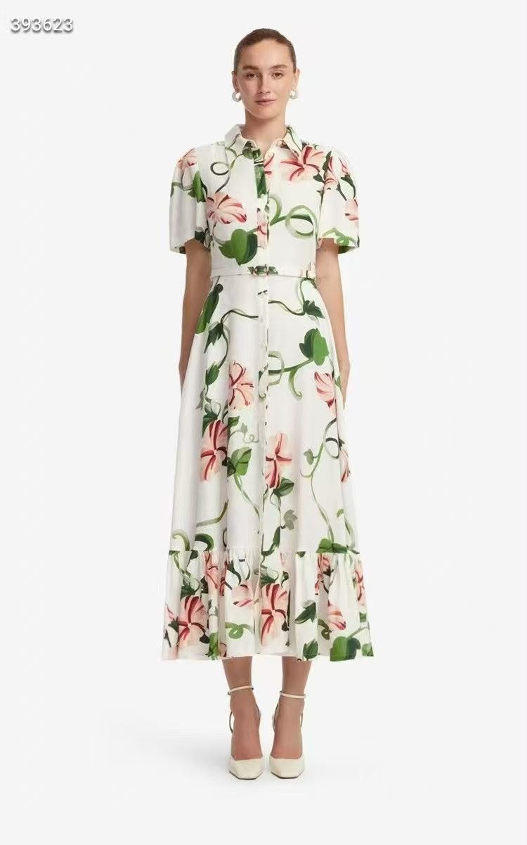 Dior Dress Floral Vine Print - White
