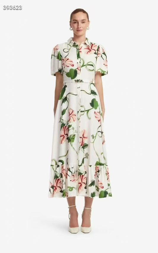 Dior Dress Floral Vine Print - White