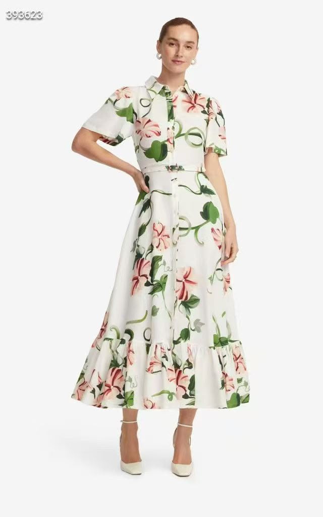 Dior Dress Floral Vine Print - White