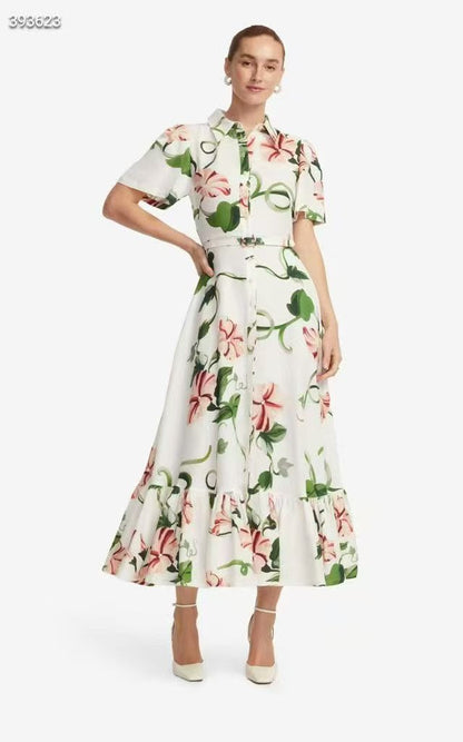Dior Dress Floral Vine Print - White