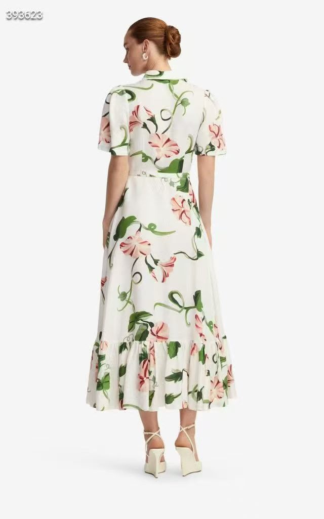 Dior Dress Floral Vine Print - White