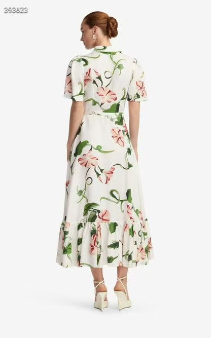 Dior Dress Floral Vine Print - White