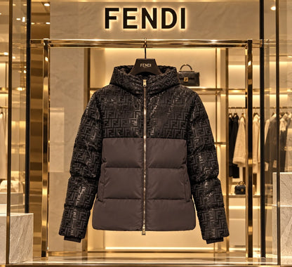 Fendi Hooded Jacket - Black Monogram