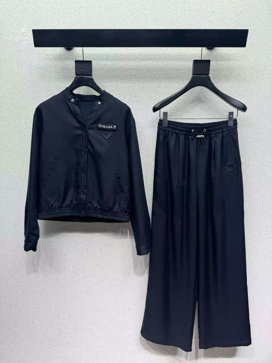 Prada Button-Front Set - Navy