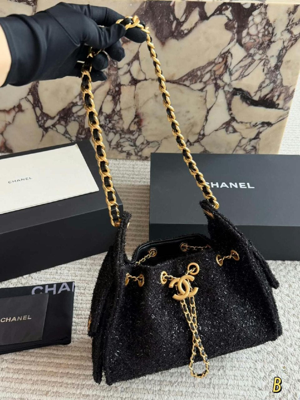 Chanel Drawstring Shoulder Bag - Black