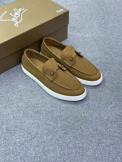Christian Louboutin Suede Loafers - Beige Suede