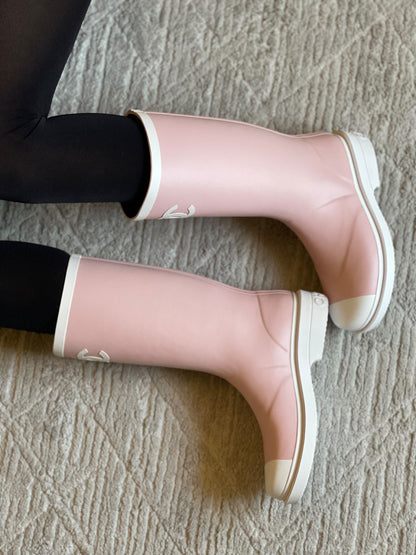Chanel Boots - Pink & White