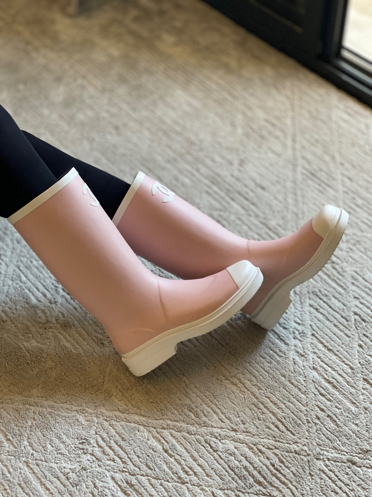 Chanel Boots - Pink & White