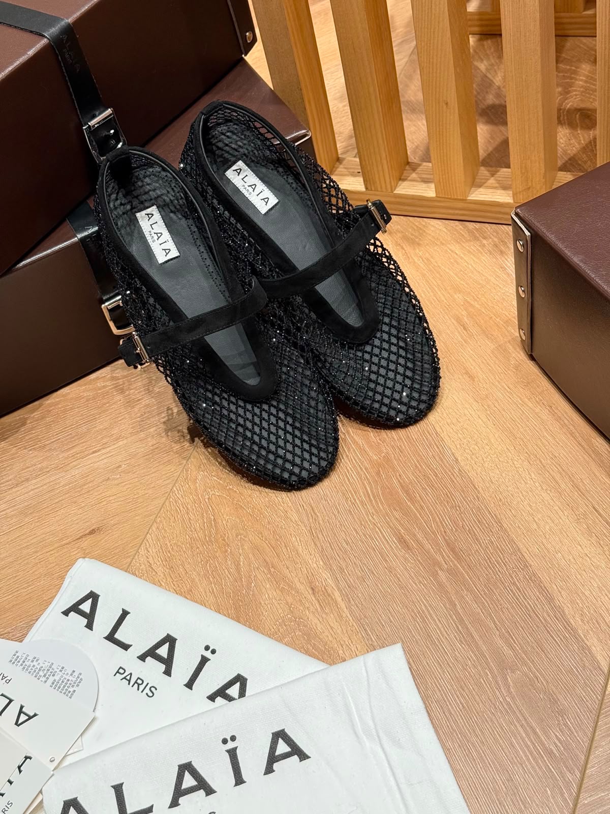 Alaia Studded Mary Jane Ballerina - Black