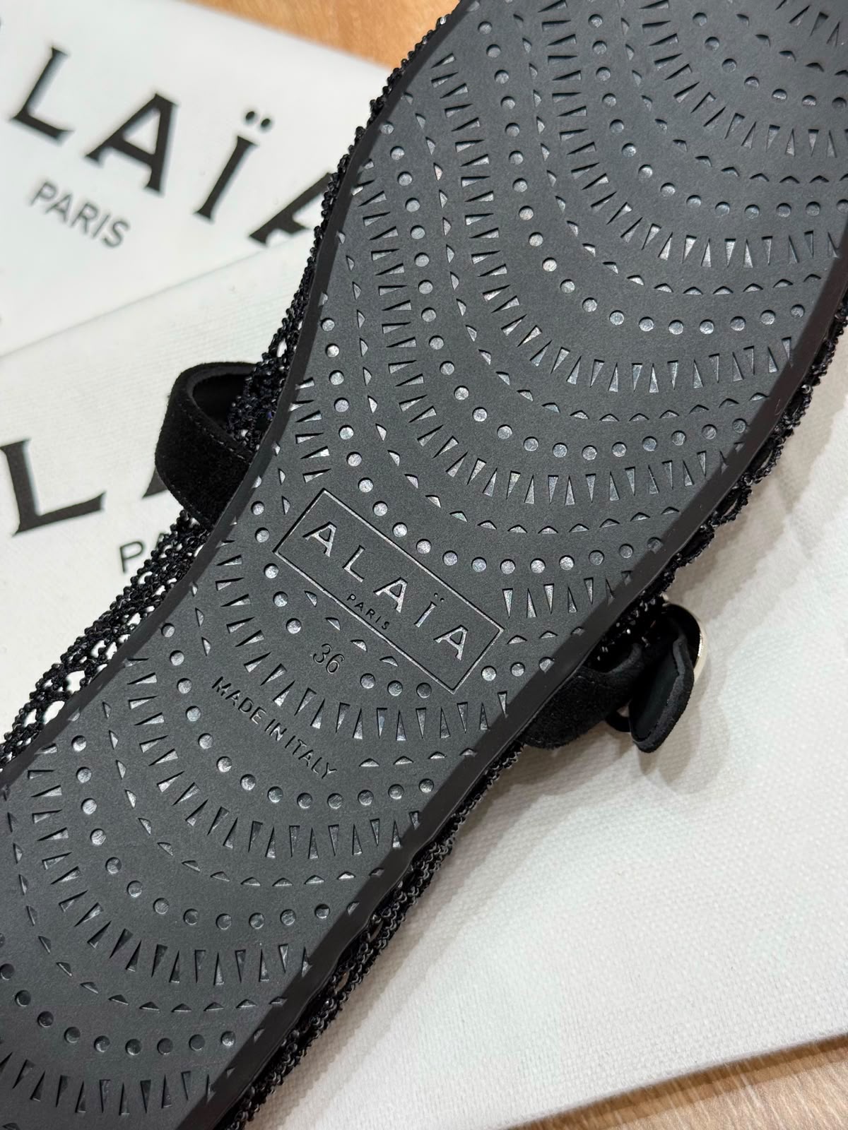 Alaia Studded Mary Jane Ballerina - Black