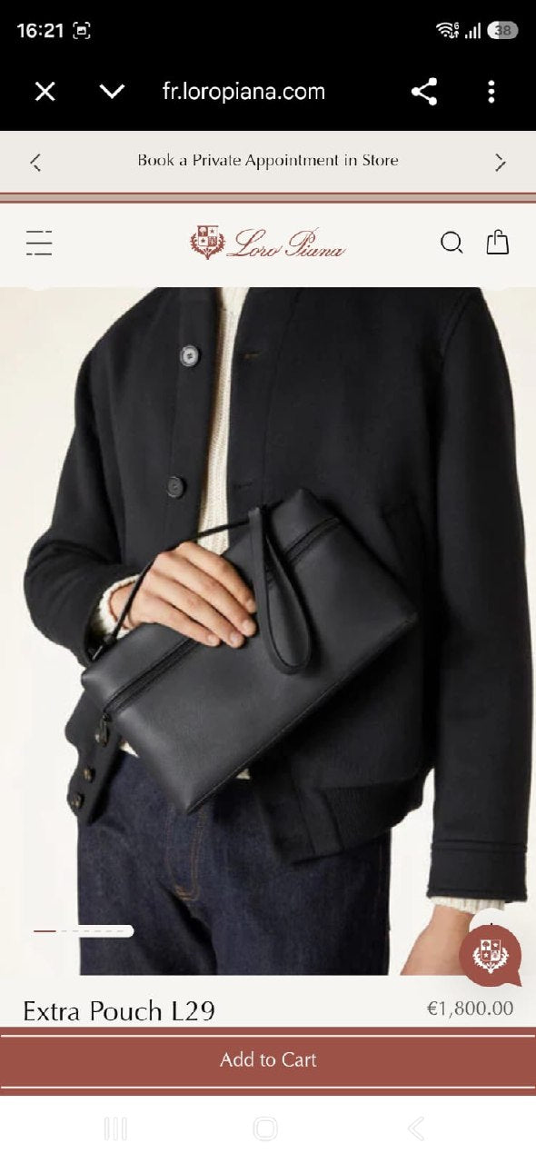Loro Piana Zip Clutch - Black, Brown, Beige, Blue, Grey