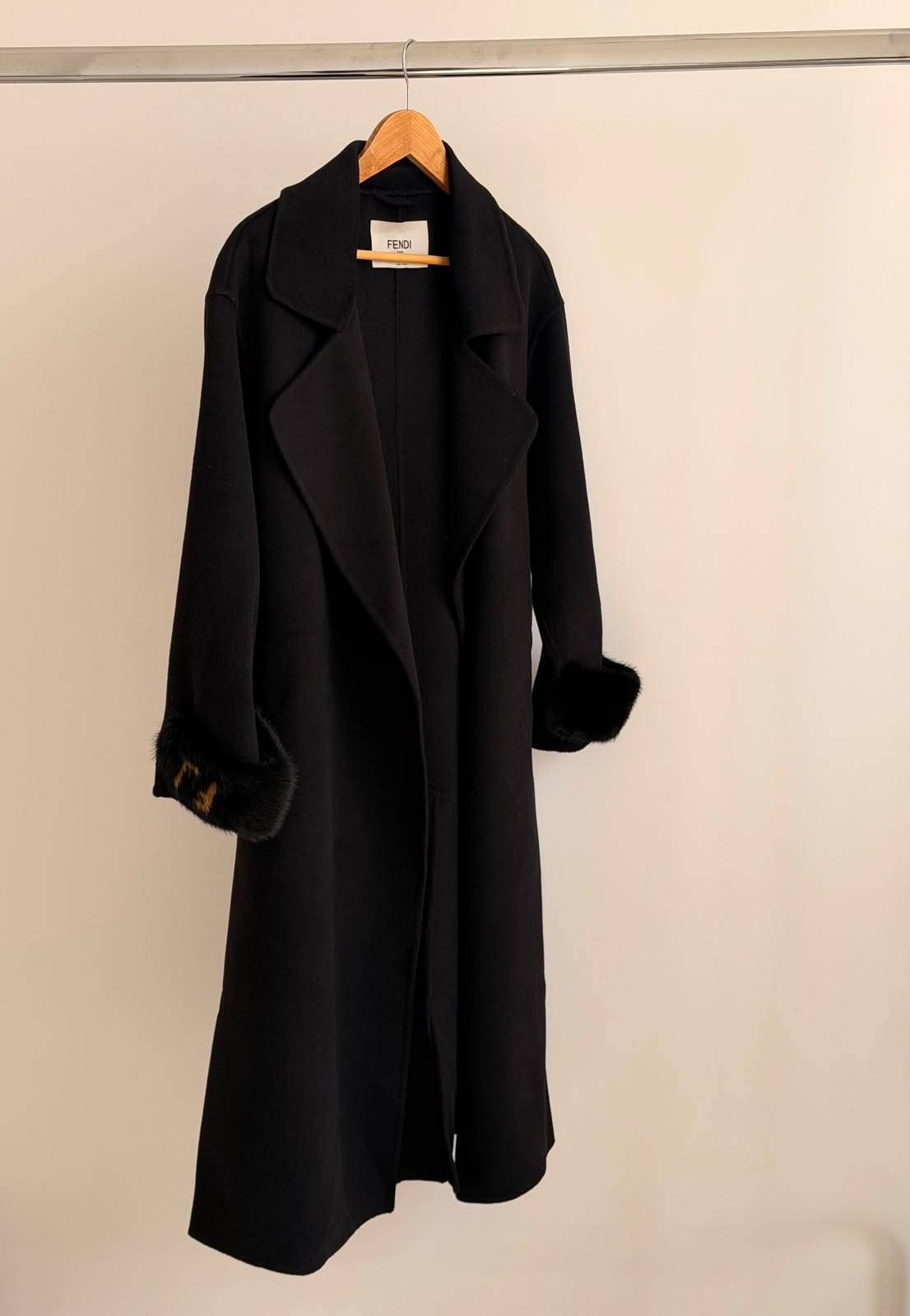 Fendi Wide-Lapel Coat - Black, White