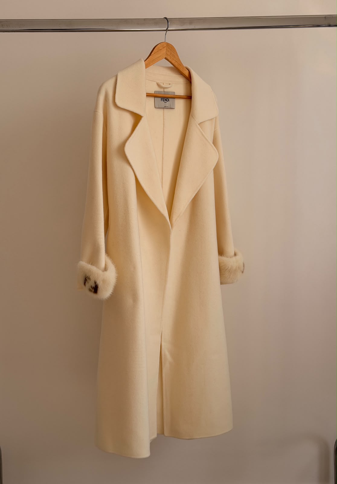 Fendi Wide-Lapel Coat - Black, White