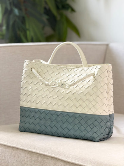 Bottega Veneta Woven Tote Bag - White, Beige, Blue