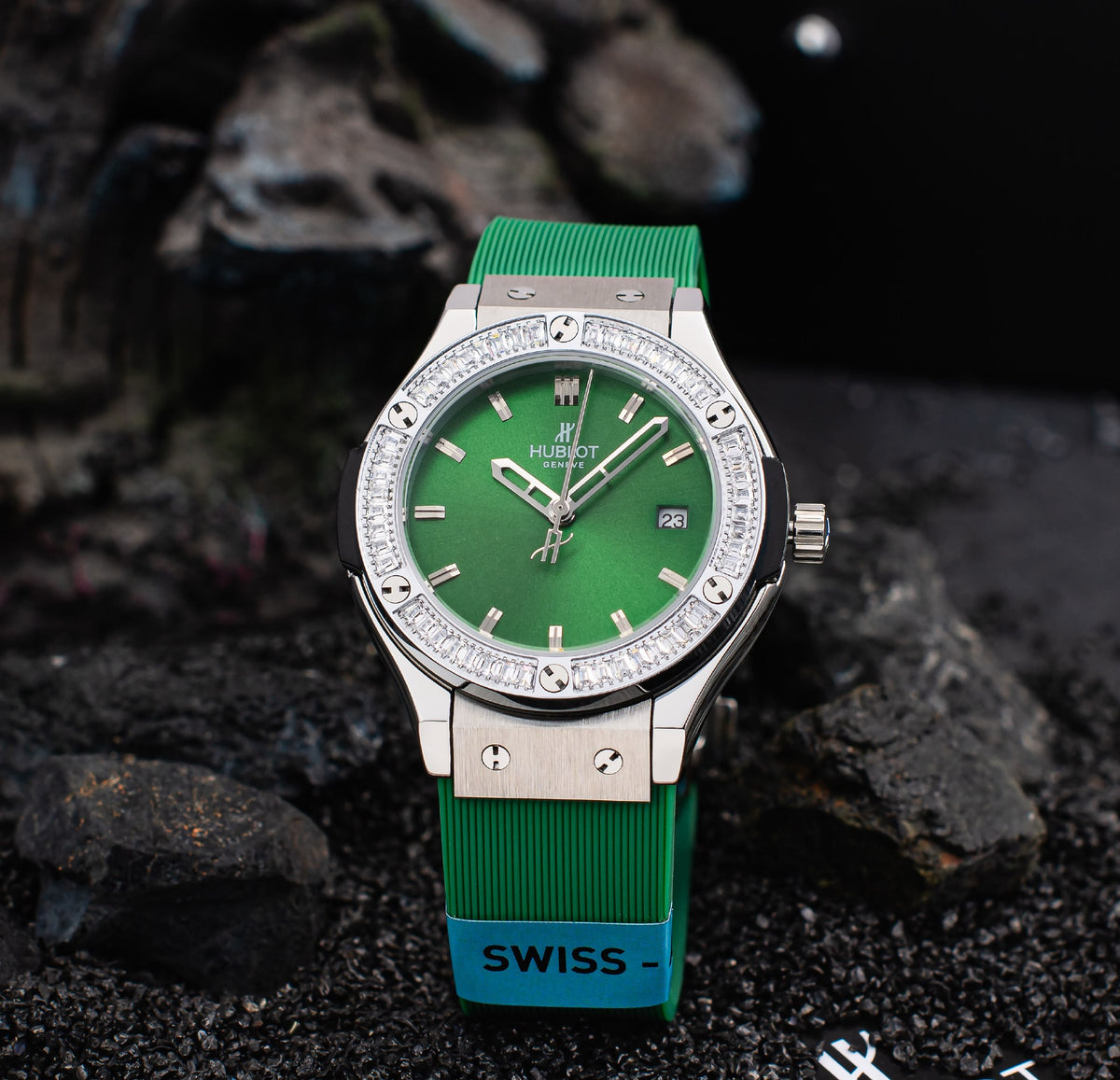 Hublot Watch Green Rubber Strap - 