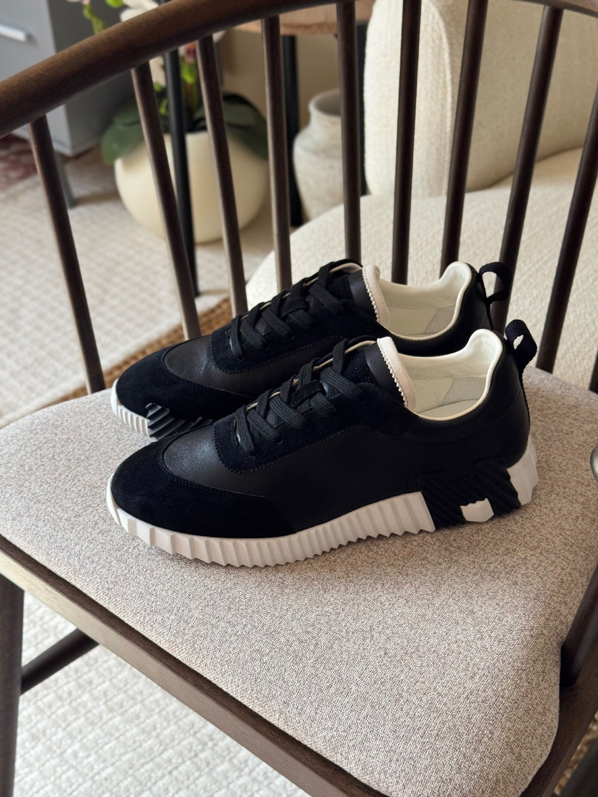 Hermès Panelled Sneakers - Black