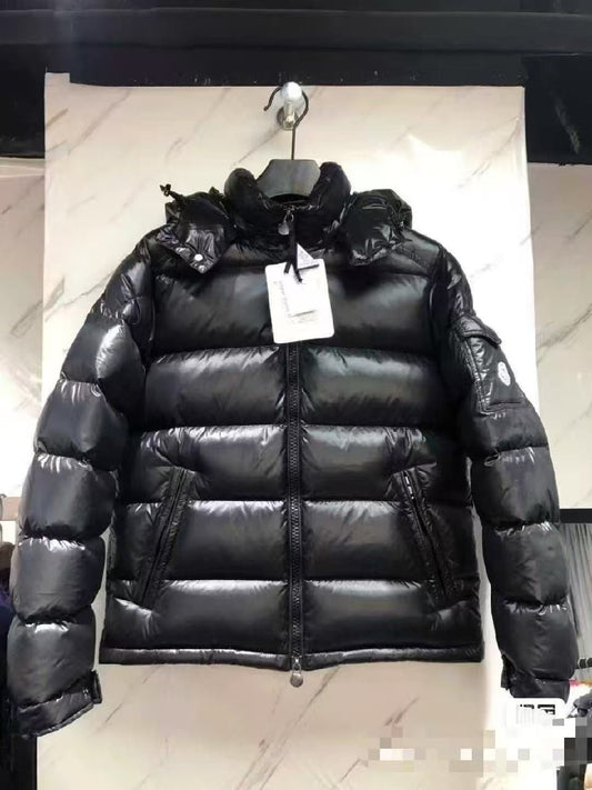 Moncler Glossy Zip Puffer Jacket - Black