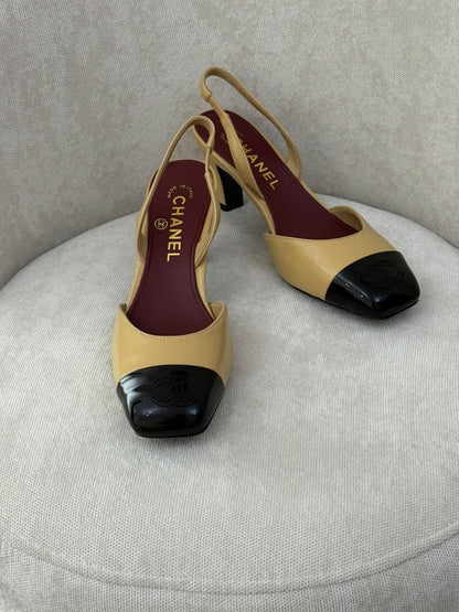 Chanel Heels - Beige & Black