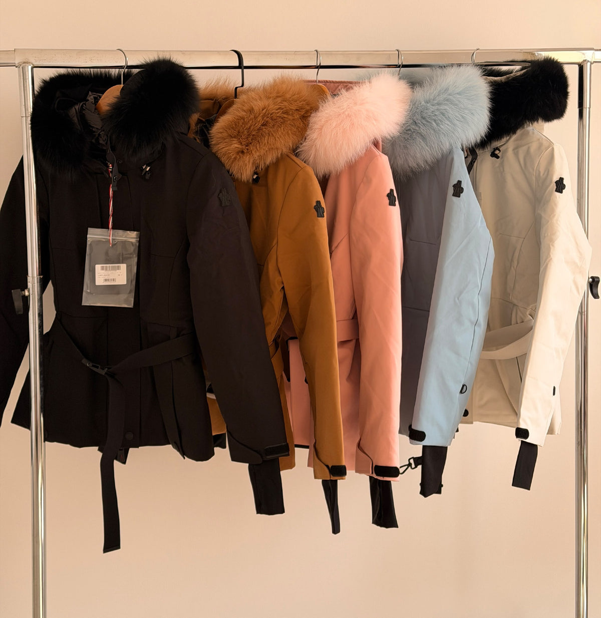 Moncler Longline Hooded Jacket - Black, Brown, Pink, Light Blue, White