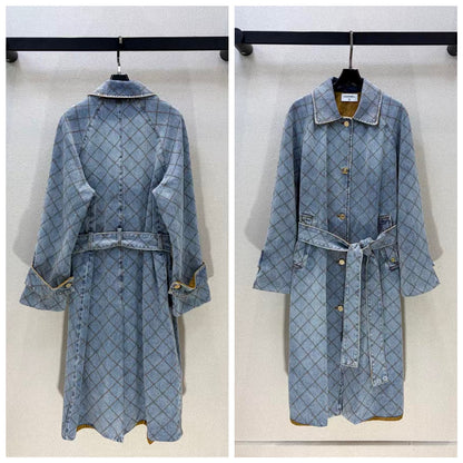 Chanel Diamond-Quilted Coat - Light Blue