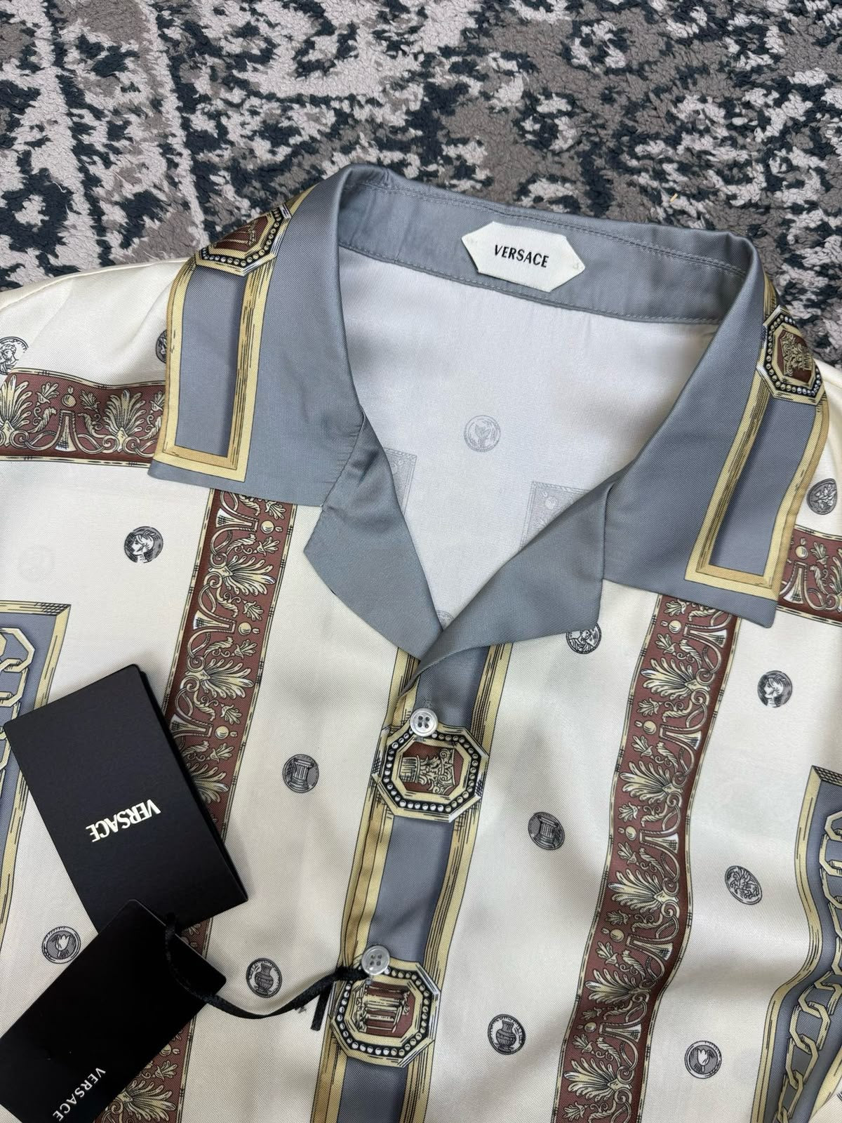 Versace Polo Shirt Camp Collar - White