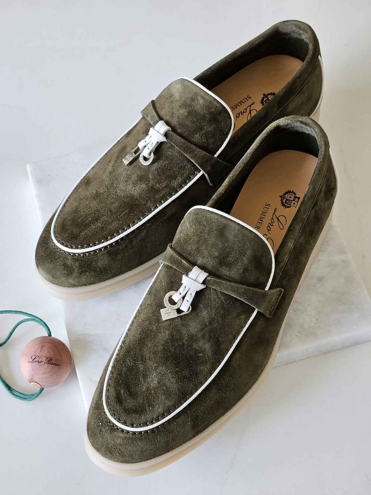 Loro Piana Piped Loafers - Green