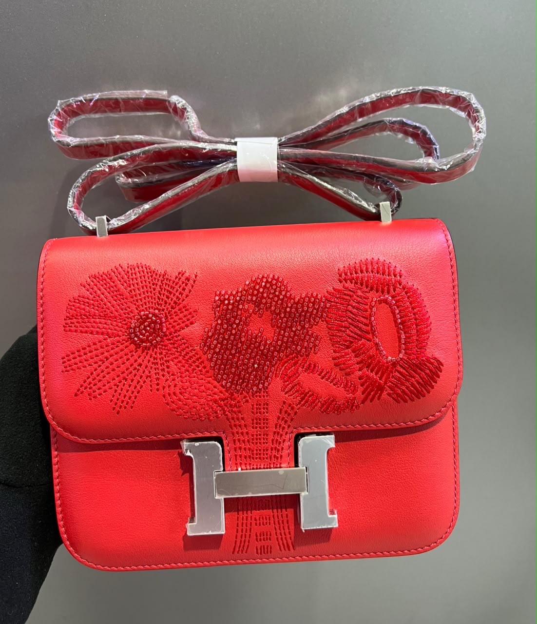 Hermès Shoulder Bag Floral Flap - Red