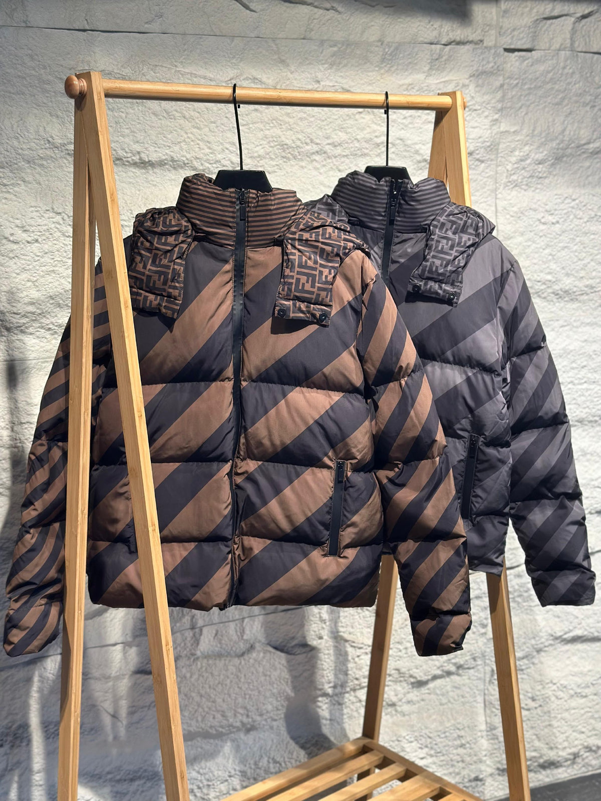 Fendi Hooded Jacket - Brown, Grey, Black
