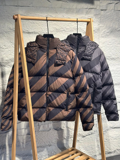 Fendi Hooded Jacket - Brown, Grey, Black
