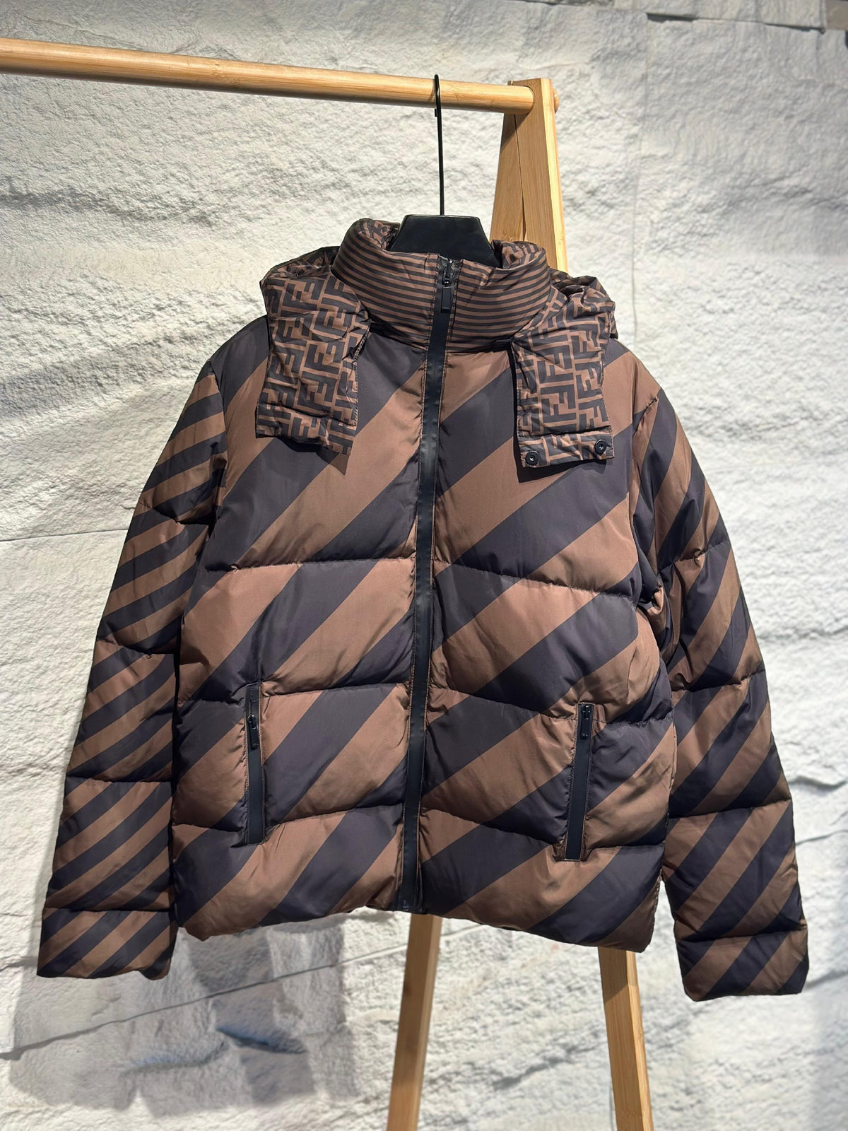 Fendi Hooded Jacket - Brown, Grey, Black