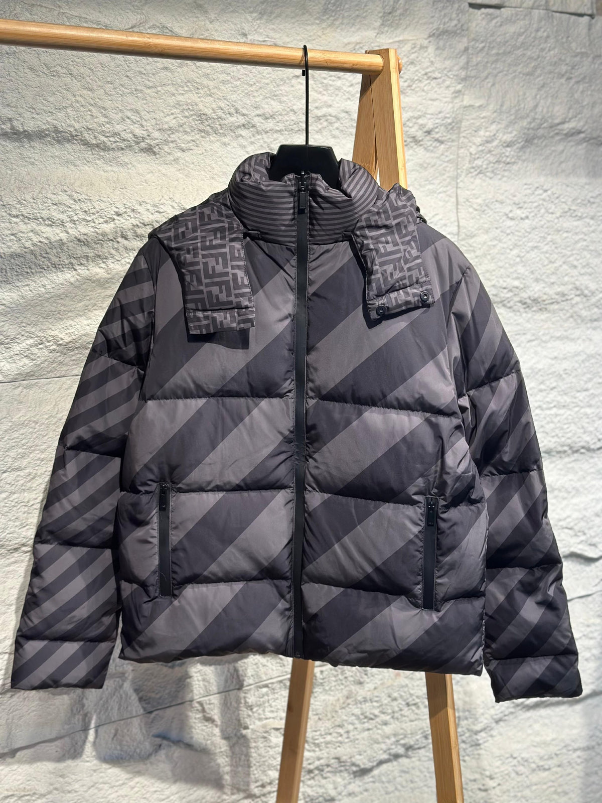 Fendi Hooded Jacket - Brown, Grey, Black