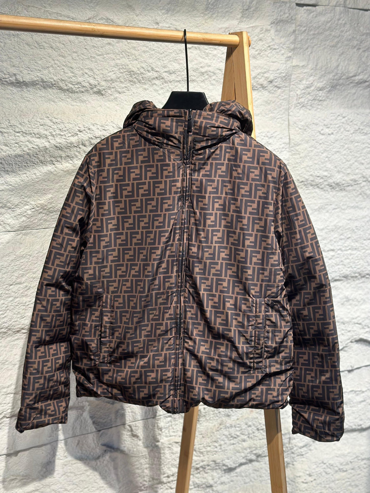 Fendi Hooded Jacket - Brown, Grey, Black