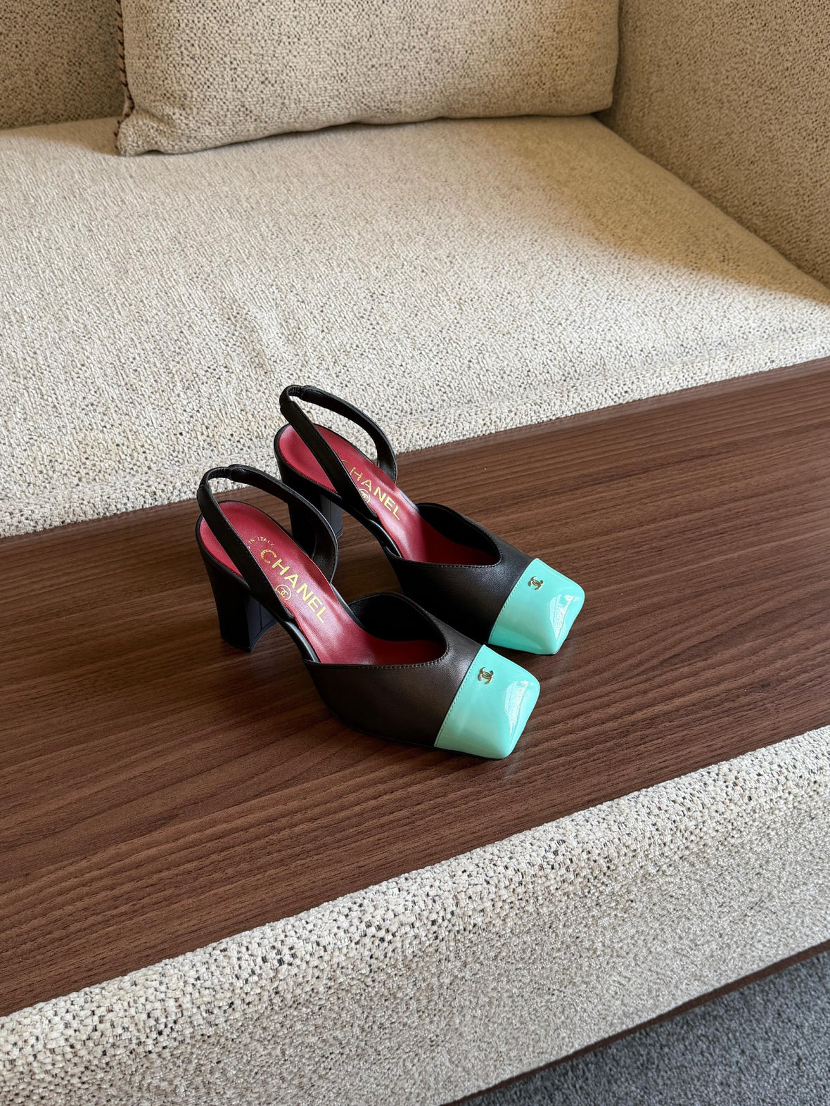 Chanel Heels - Black & Light Blue
