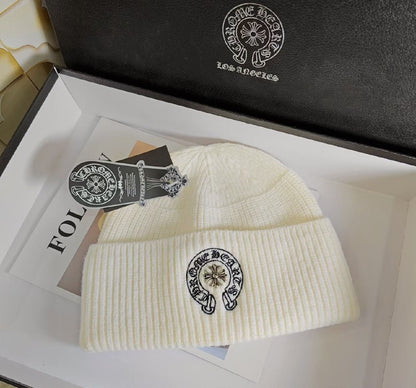 Chrome Hearts Beanie Horseshoe Logo - White