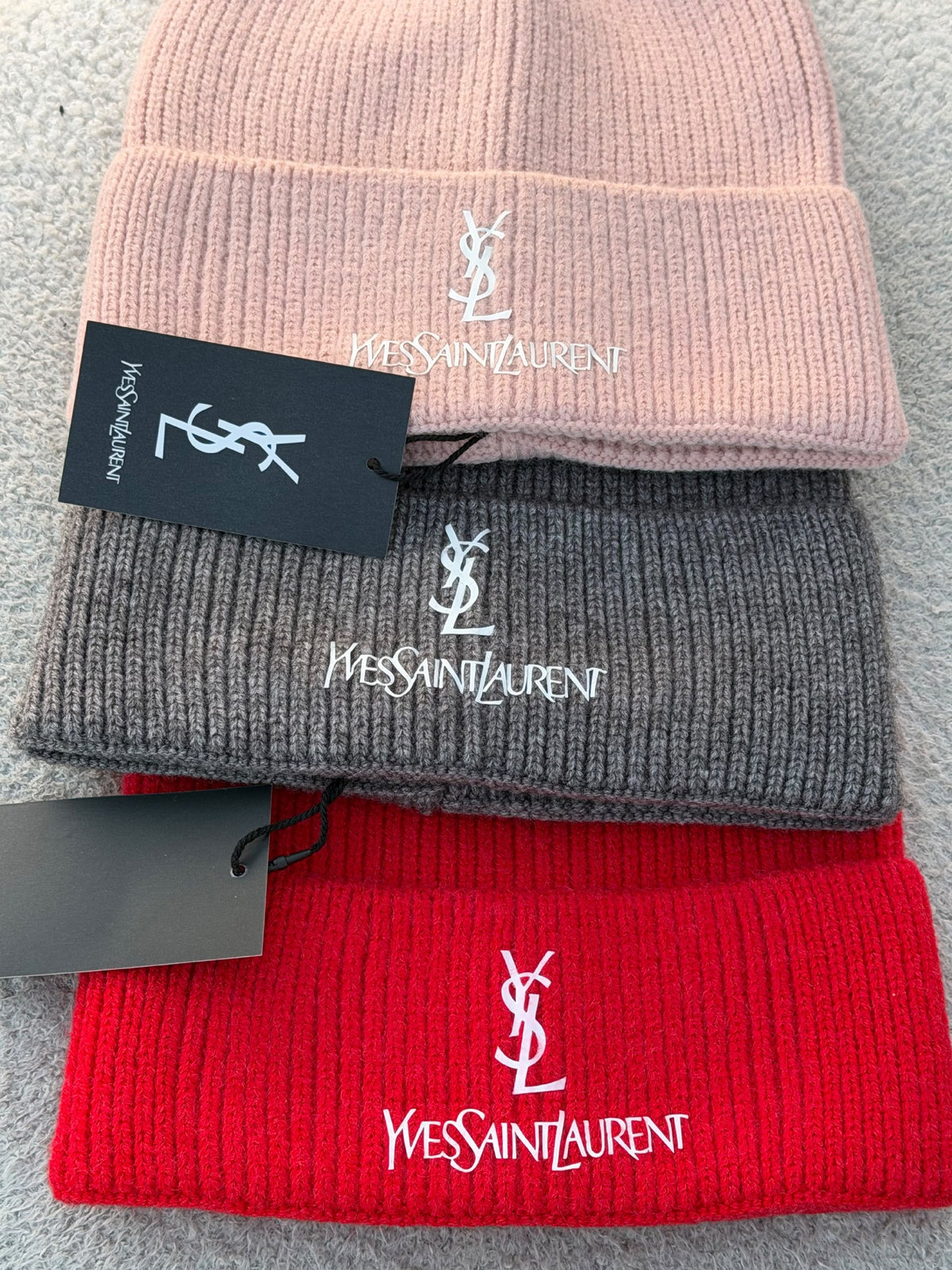 Saint Laurent Beanie - Black, Pink, White, Beige