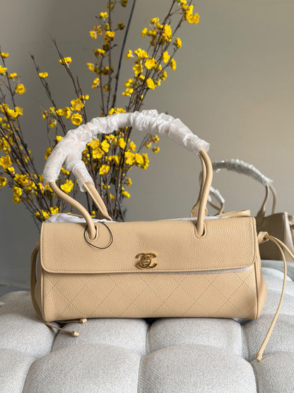Chanel Banded Handbag - Beige